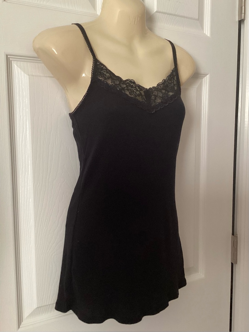 Vintage ELLE black lace trim camisole tank top XS Y2K fairycore